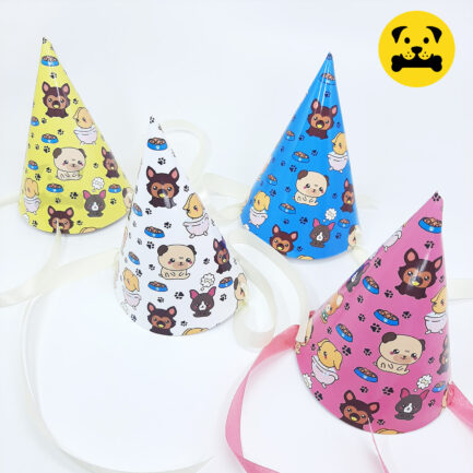 pink yellow white blue pawty hat, party hat for pet dog and cats