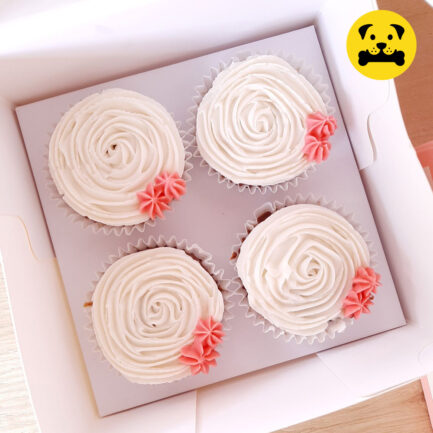 pupcakes white pink floral