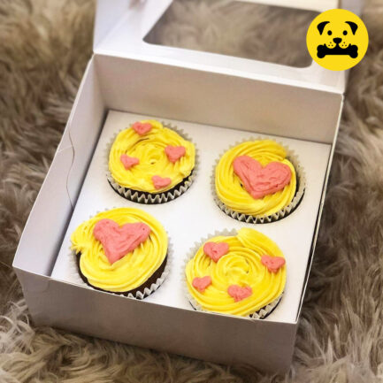 pupcakes yellow base pink hearts