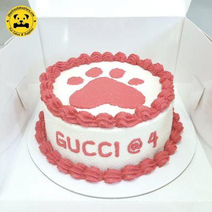 big paw print pet birthday cake