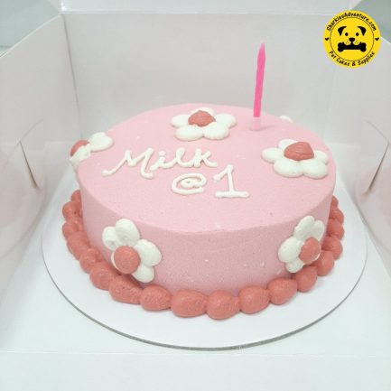 flower and pearl borders pet birthday cake