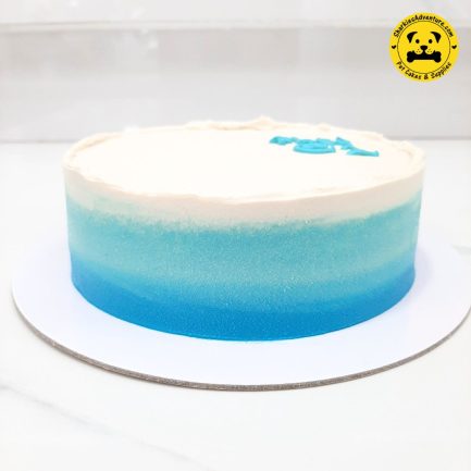 pet birthday celebration blue gradient cake