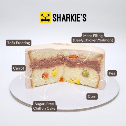 cut-out of Sharkie's Adventure pet cake, pet cake filling