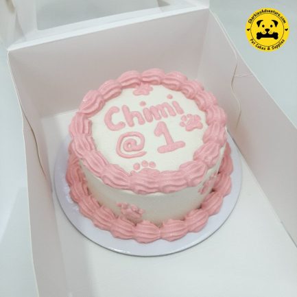 simple pink shell borders pet birthday cake