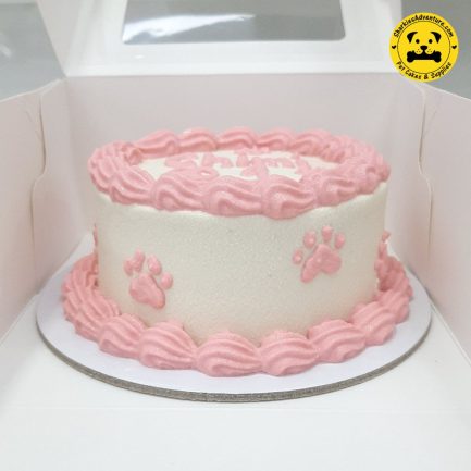 simple pink shell borders pet birthday cake