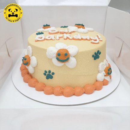 orange smiley flowers pet birthday cake