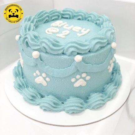 blue vintage minimalist design pet birthday cake