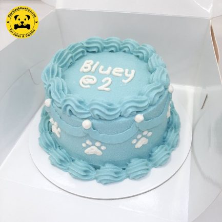 blue vintage minimalist design pet birthday cake