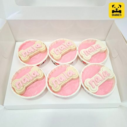 Dog bone pupcakes in pink