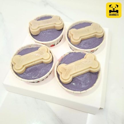 Dog bone pupcakes in purple